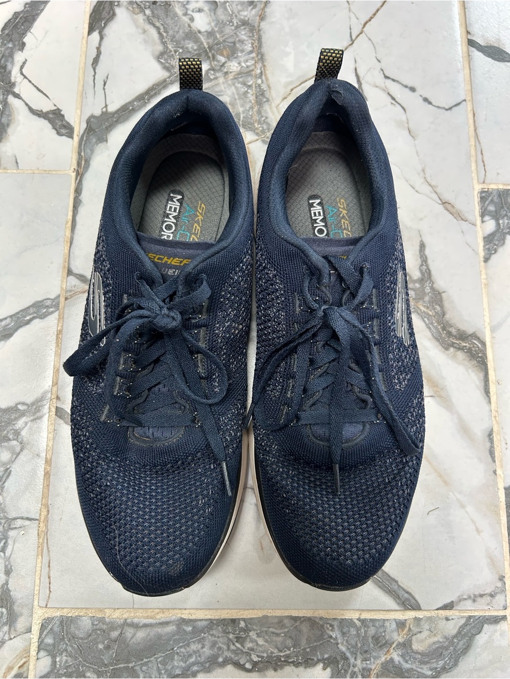 Skechers Men's Navy Knit Lace-Up Memory Foam Sneakers Size 10